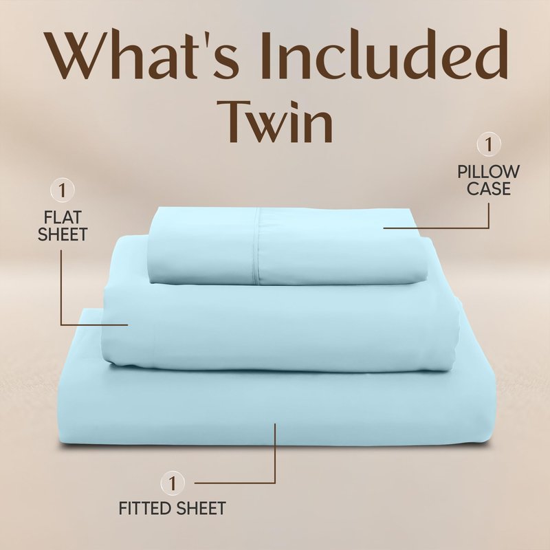 Utopia Bedding Twin Sheet Set – 3 Piece Bed Sheets for Twin Size Bed, Soft and Breathable Microfiber, Includes 1 Fitted Sheet, 1 Flat Sheet and 1 Pillowcase – Oeko Tex (Ice Blue)