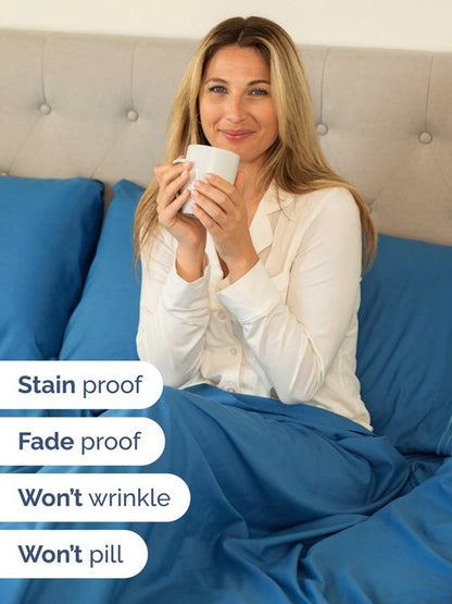 Extra Deep Twin XL Sheet Set - 4 Piece Breathable and Cooling Sheets - Hotel Luxury Bedding for Women, Men, Kids & Teens - Easy & Secure Fit - Soft and Wrinkle Free - Extra Deep Pockets - Denim Blue