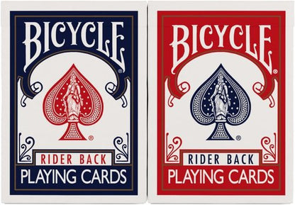 Back Bicycle Playing Cards - Standard Poker Size Deck | Classic Red & Blue 2-Pack for Family Game Night