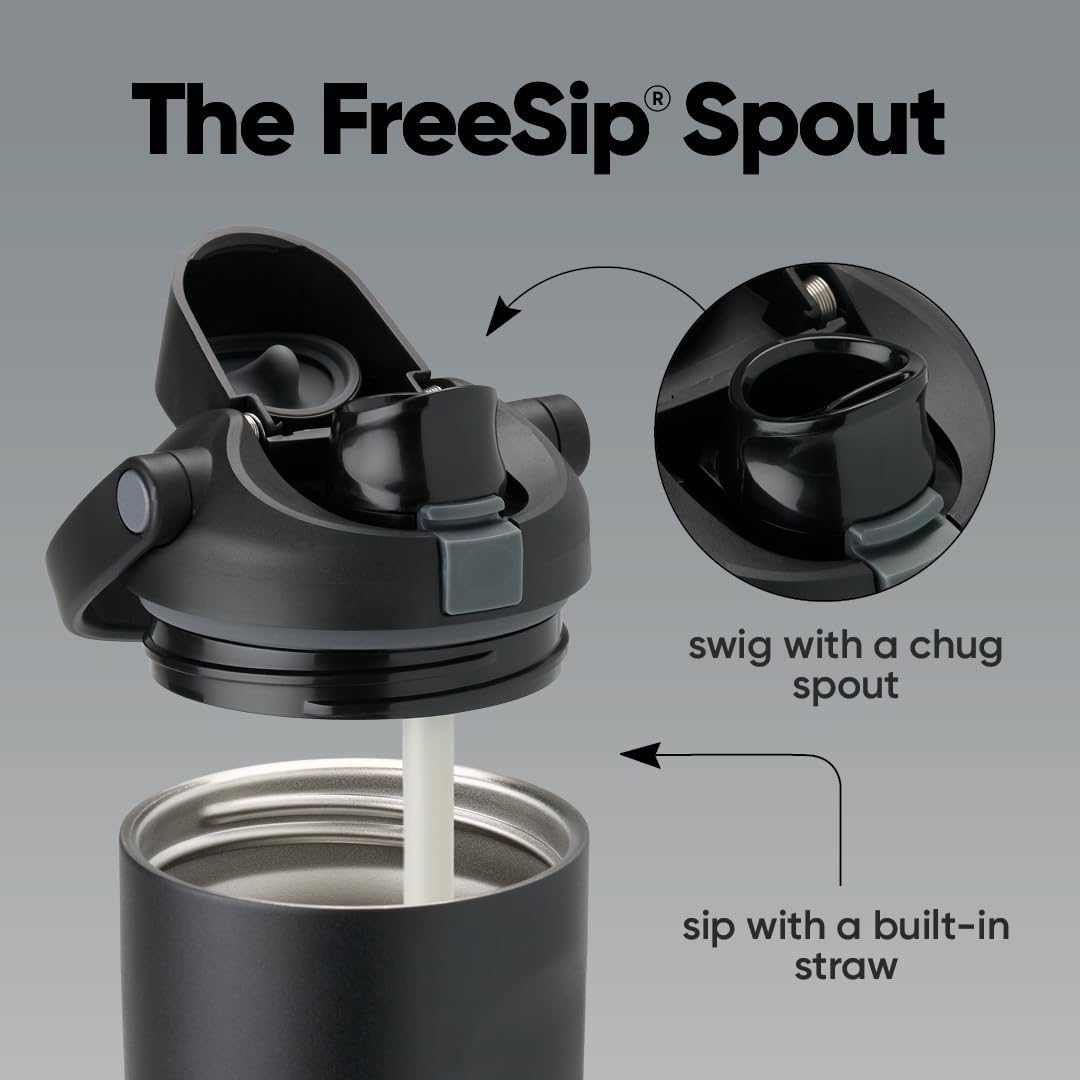 Owala FreeSip Sway - 40-Oz. Stainless Steel Water Bottle - Sleek Black Design