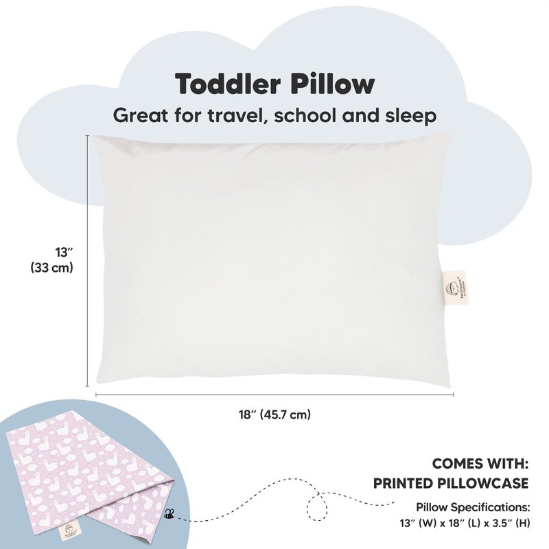 Toddler Pillow with Pillowcase - 13x18 My Little Dreamy Kids Travel Bed Pillows for Sleeping, Organic Cotton Small Pillowcase, Soft & Breathable, Machine Washable, Toddlers 2-5 years old (Alpacas)