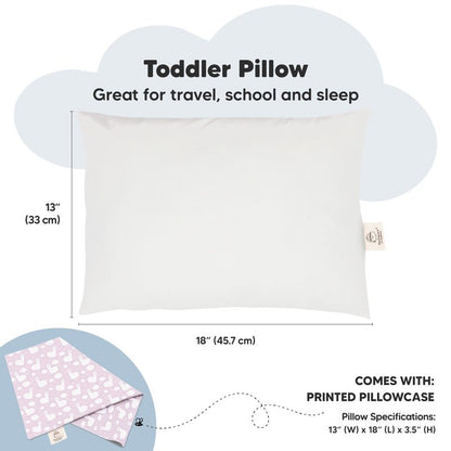 Toddler Pillow with Pillowcase - 13x18 My Little Dreamy Kids Travel Bed Pillows for Sleeping, Organic Cotton Small Pillowcase, Soft & Breathable, Machine Washable, Toddlers 2-5 years old (Alpacas)