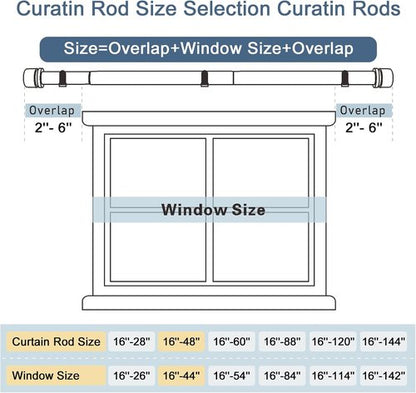 Byondeth Heavy Duty Curtain Rod - Adjustable 28 to 120 Inches | 1 Inch Diameter with Aluminum Finials - Black