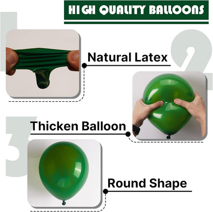 PartyWoo Dark Green Balloons - 50pcs 12 Inch Emerald Forest Green for Weddings & Celebrations