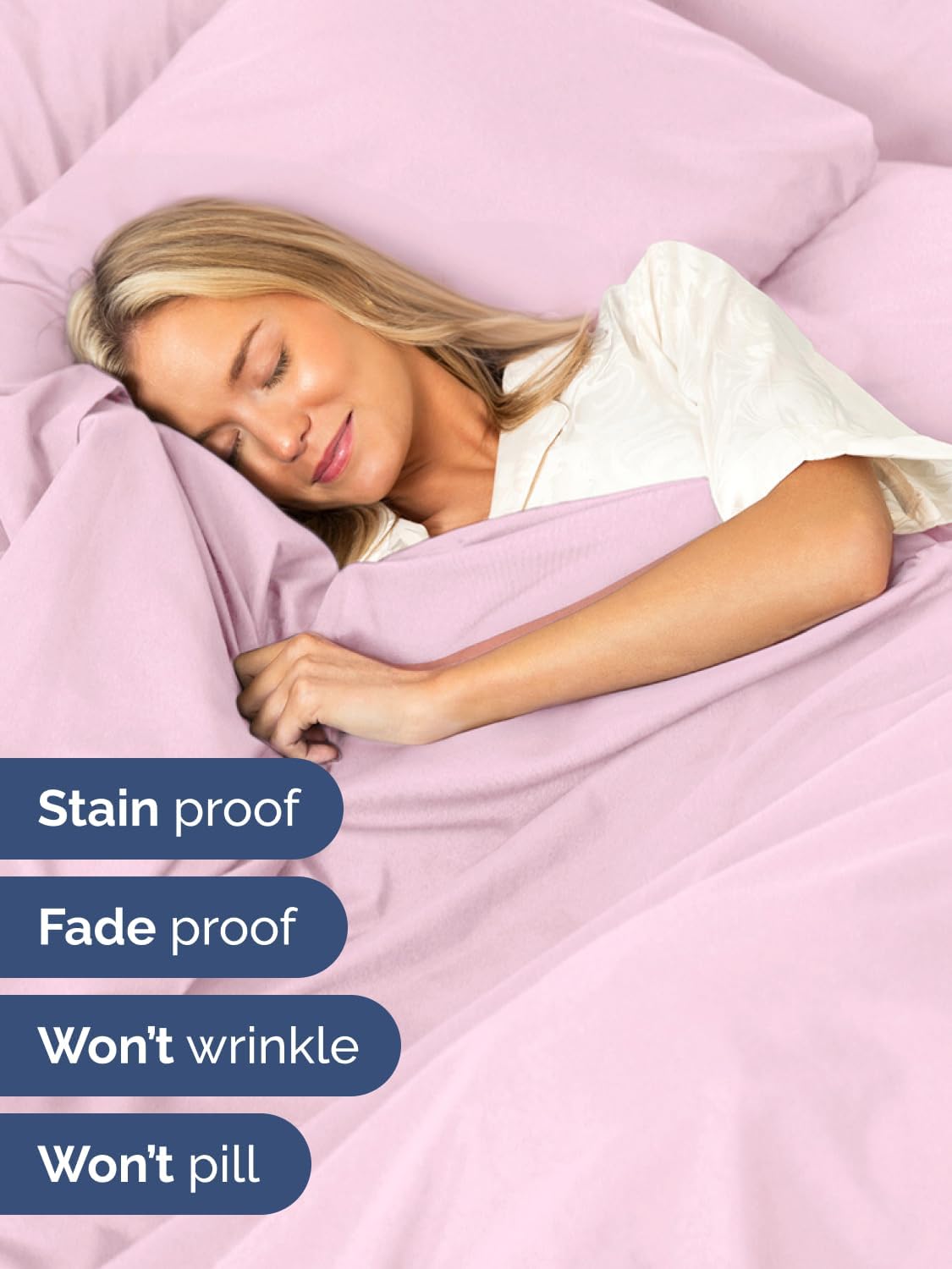 Skiennix Extra Deep Full Sheet Set - 6 Piece Breathable Cooling Bedding - Soft Wrinkle-Free Light Pink