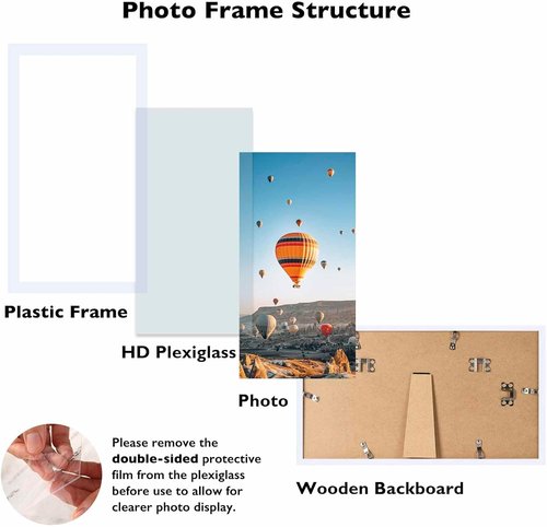 JCJMY 4x9 Picture Frame - White Wall Hanging & Tabletop Display | Shatter-Resistant Plexiglass