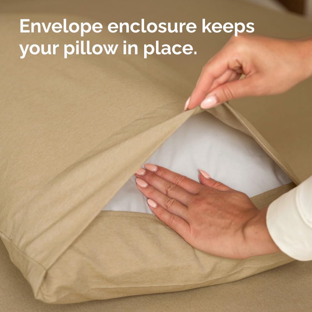 Skiennix Body Pillowcases Set of 2 | 20x54 Soft Covers for Side Sleepers - Wrinkle-Free & Machine Washable in Heathered Tan
