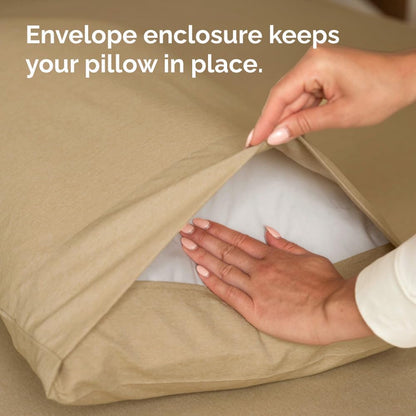 Skiennix Body Pillowcases Set of 2 | 20x54 Soft Covers for Side Sleepers - Wrinkle-Free & Machine Washable in Heathered Tan