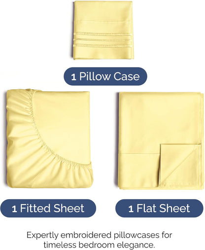 Skiennix Twin XL Sheet Set - Comfy Cooling Bed Sheets - Ultra-Soft, Deep Pockets, Wrinkle-Free - Yellow