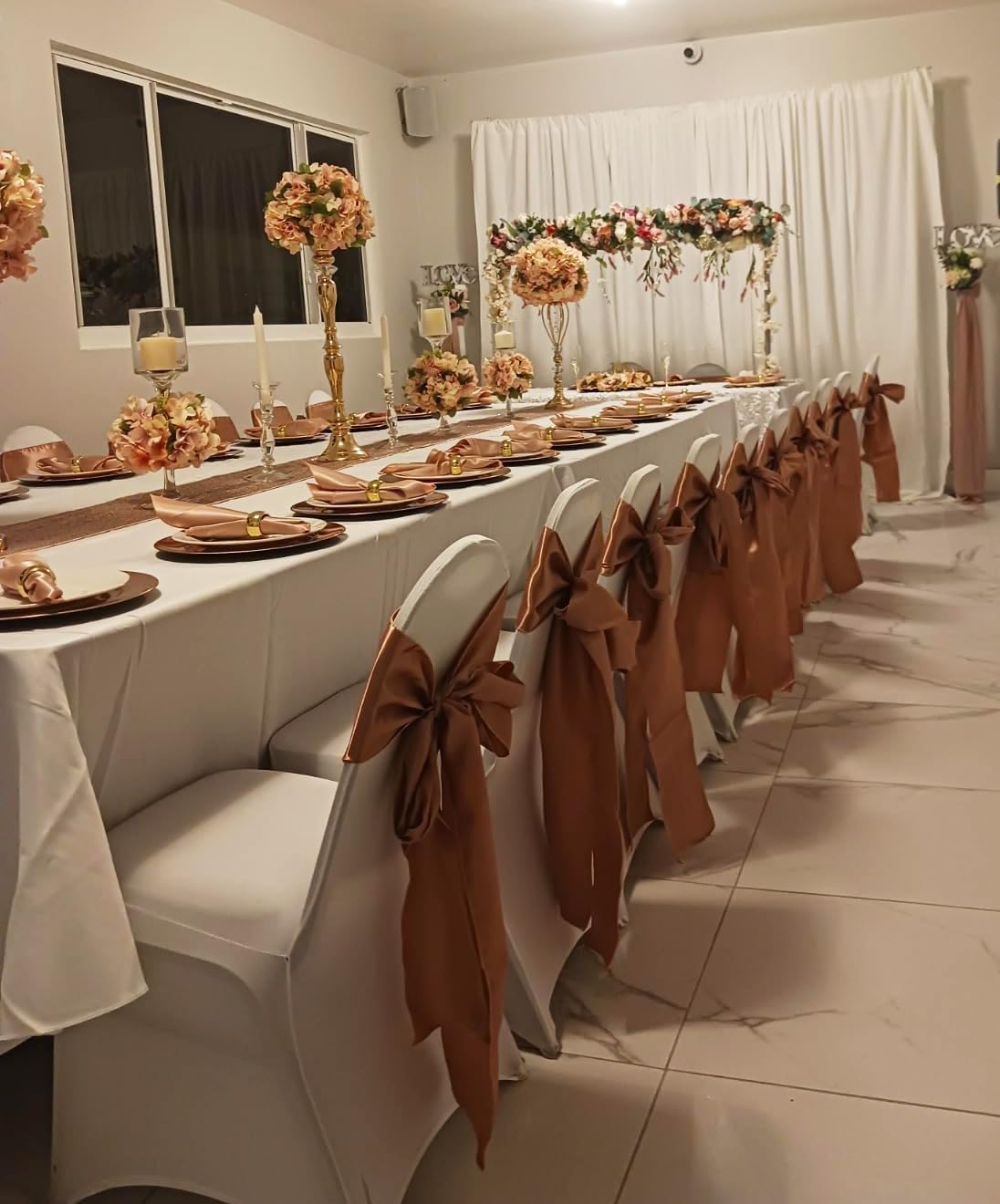 50 Satin Chair Sashes by [Brand Name] - Elegant Pink Chair Bows for Weddings & Parties | 7x108 Inches