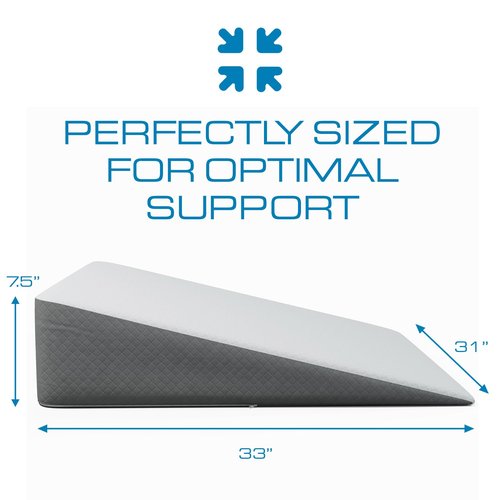 Kolbs Extra Wide Bed Wedge Pillow | Super Large, Memory Foam Top and Jacquard Cover | for Sleeping Acid Reflux GERD (7.5 Inch Height (31 x 33 x 7.5))