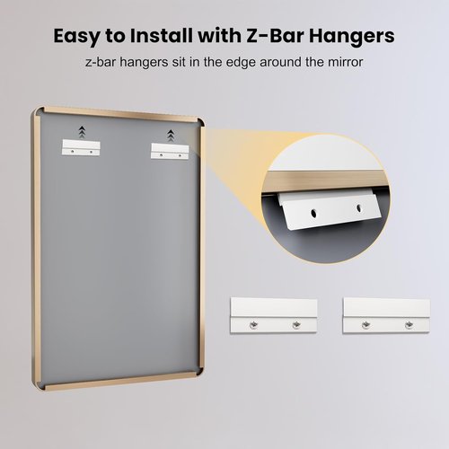 LOAAO Gold Bathroom Mirror - 24”X32” Rounded Rectangle Design | Brushed Gold Frame, Anti-Rust, Versatile Mounting