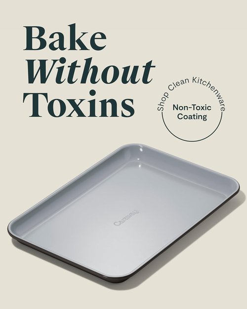 Caraway Nonstick Ceramic Baking Sheet Duo (9x13”) - Non-Toxic, Oven Safe Mini Sheet Pan - Black