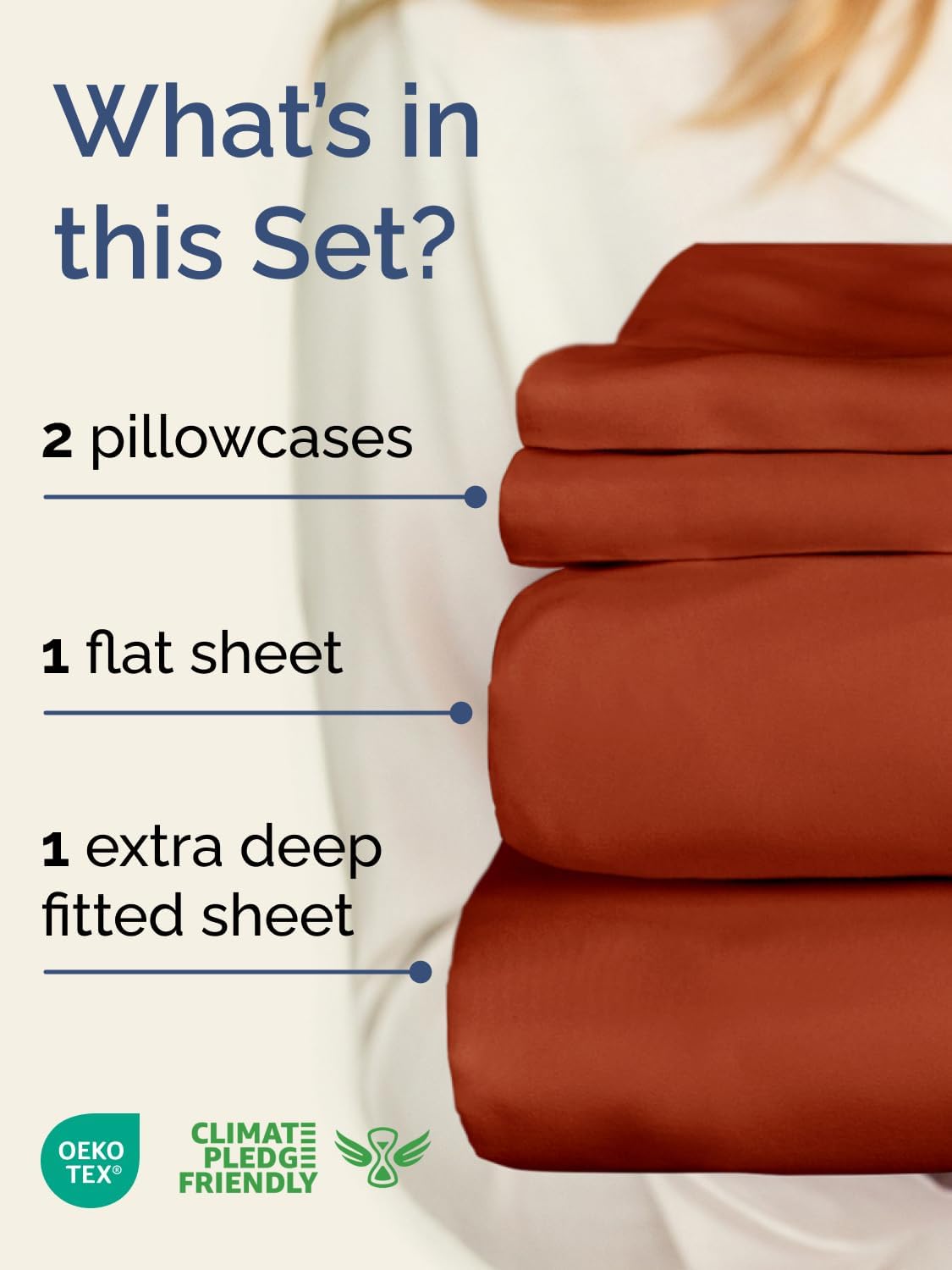 Skiennix Extra Deep Twin Sheet Set | 4-Piece Breathable Cooling Bedding - Soft, Wrinkle-Free Terracotta
