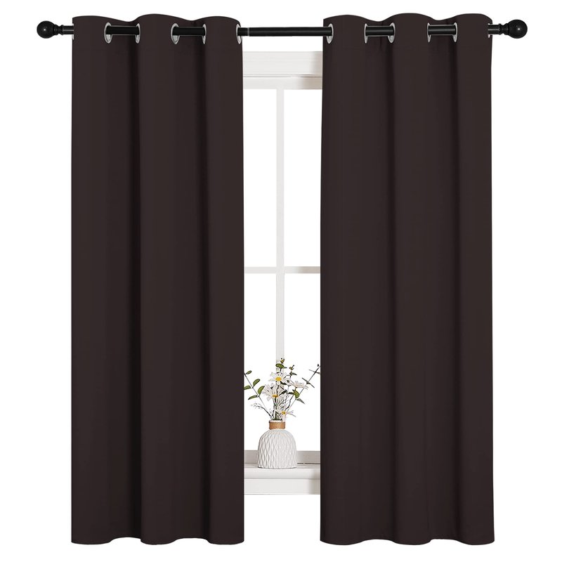 NICETOWN Blackout Curtain Panels for Bedroom Window, Triple Weave Microfiber Energy Saving Thermal Insulated Solid Grommet Blackout Draperies and Drapes (1 Pair, 34 inches by 63 Inch, Toffee Brown)