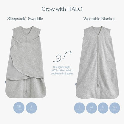 HALO Sleepsack Swaddle - 100% Cotton Wearable Blanket, 3-Way Adjustable, Navy Hedgehog, Newborn 0-3 Months