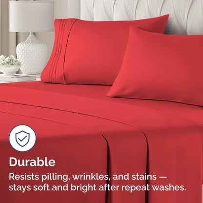 Skiennix Standard Pillow Cases Set of 4 | Ultra Soft Hotel Quality Covers - Machine Washable Red
