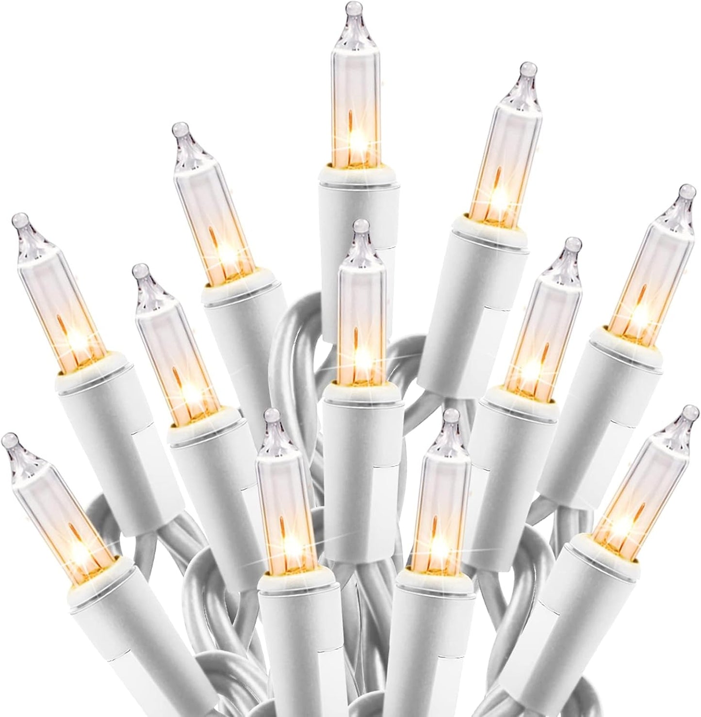 Minetom Clear Christmas Lights Set - 100 Count Mini String Lights for Indoor Decor | 20 Feet, White Wire