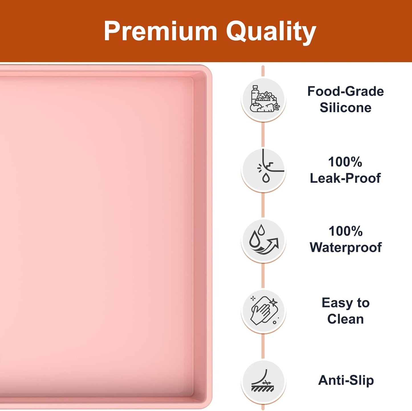 Skiennix Extra Thick Waterproof Silicone Mat - 22" x 19" Under Sink Protector for Kitchen & Bathroom | Pink