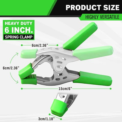 Heavy Duty Spring Clamps - 27-Piece Set | 6-Inch Large Clamps for Woodworking & Photography