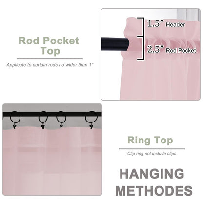 OWENIE Blush Sheer Curtain 90 Inches Long 2 Panels Set, Solid Filmy Drapes for Living Room Bedroom, Elegant Window Voile Sheer Curtain Panels Drapes, 2 Pcs, Each 59" Wx90 L Inch