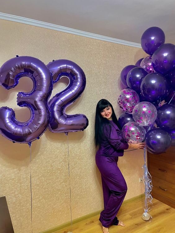 Purple Number 2 Balloon - 40 Inch 2nd Birthday Decoration for Toddlers | Sparkling Party Decor
