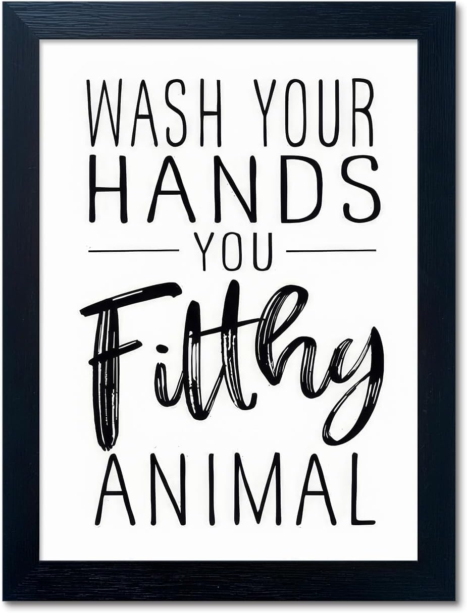 Regine Switzerland Black and White Bathroom Decor Art - Small Framed Canvas Print for Kids' Washroom