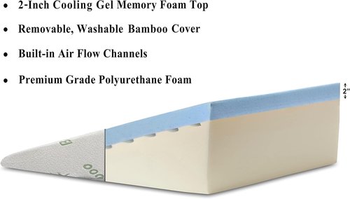 InteVision Extra Large Bed Wedge Pillow - 33" x 30.5" x 7.5" | Memory Foam for Acid Reflux & Snoring Relief