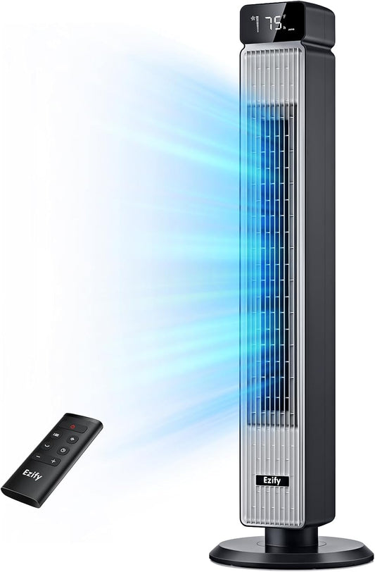 Tower Fan - 40-Inch Oscillating Cooling Fan with Remote, 30dB Quiet Operation, 6 Speeds & 12H Timer