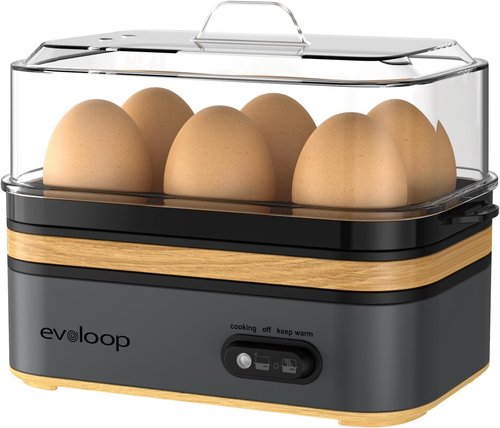 Evoloop Electric Egg Cooker - Rapid 6 Egg Capacity for Soft, Medium, Hard Boiled & Omelets | BPA Free