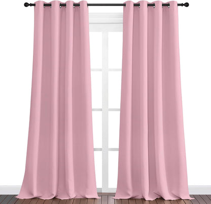 NICETOWN Crystal Pink Blackout Draperies - Grommet Top Thermal Insulated Curtains | 55" x 96" for Holiday Decor