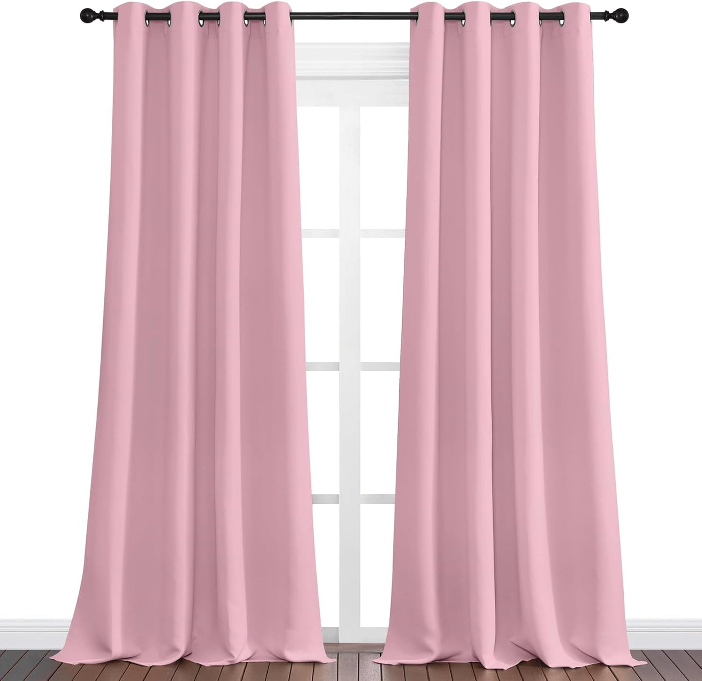 NICETOWN Crystal Pink Blackout Curtains - 120" Long, 55" Wide | Sound Reducing & Heat Blocking Panels (2 Pieces)