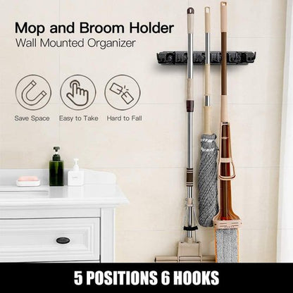 IMILLET Mop and Broom Holder Set - 2 Pack Plastic & 1 Pack Stainless Steel for Easy Organization