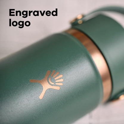 Hydro Flask Water Bottle - Insulated Stainless Steel - 24 Oz Leakproof with Wide Straw Lid in Forest Green