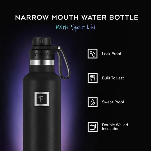 IRON °FLASK Insulated Stainless Steel Water Bottle - 24 oz Camping & Hiking Flask - Aurora Color