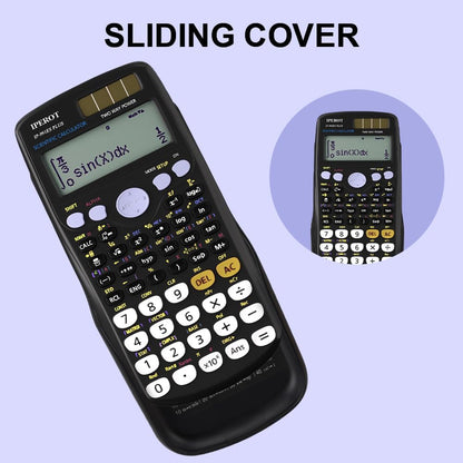 Scientific Calculators, IPEROT Black Math Calculator with 417 Function, Solar Battery Power and 4-Line Display, School Supplies for Middle High College Students Teachers (Black 991ES)