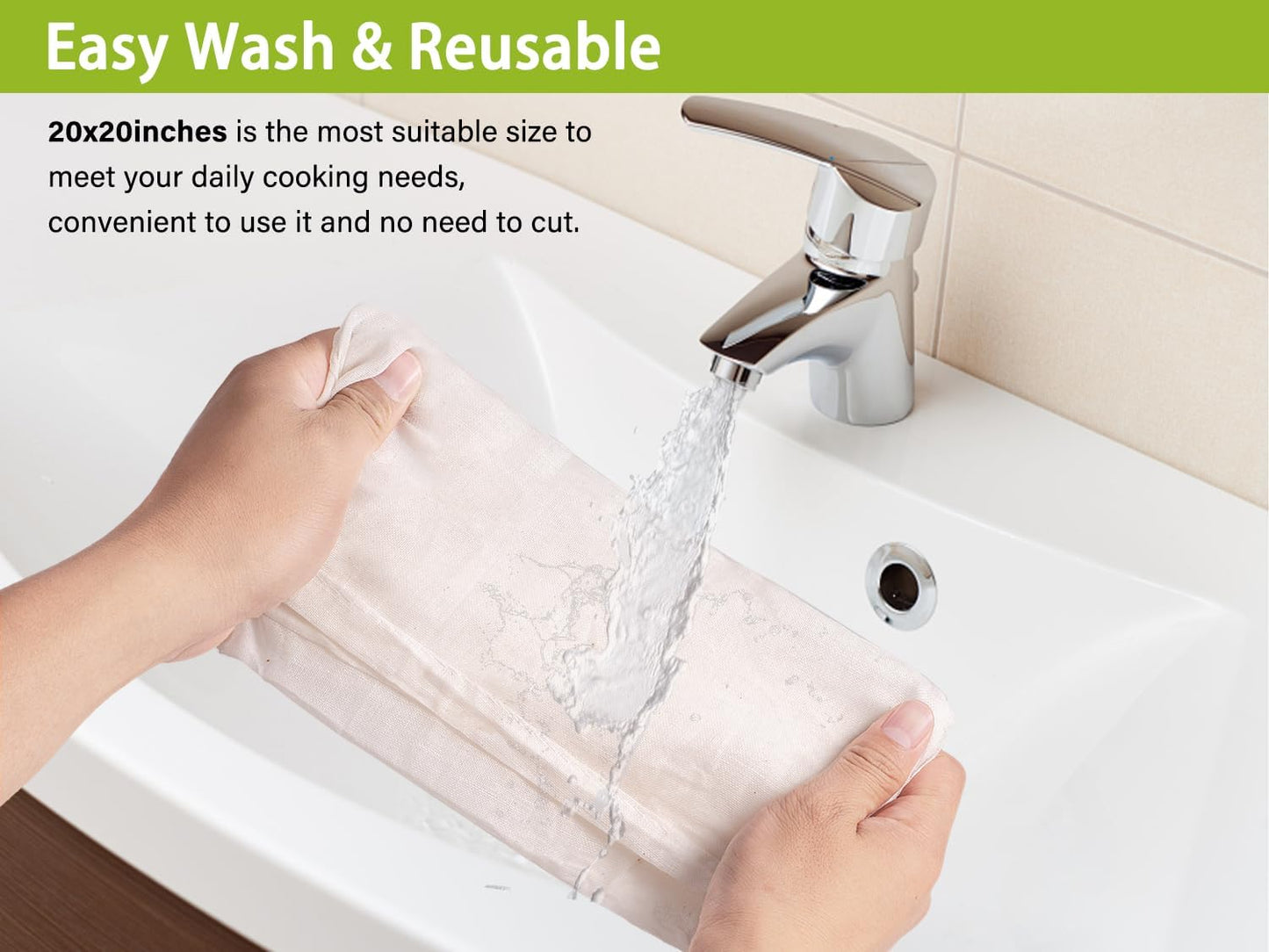 Olicity Cheesecloth - Grade 100 Reusable Muslin Cloths for Cooking & Straining | 20x20 Inch, 100% Unbleached - 2 Pack