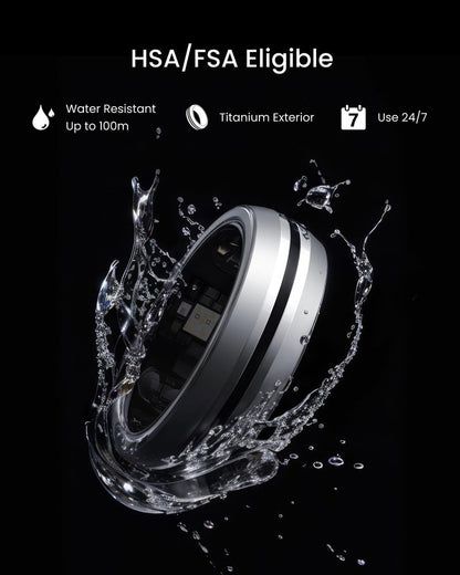 RENPHO Lynx Smart Ring-All Day Sleep & Activity Tracking, Includes Charging Case, Gifts for Men, 7-Day Battery Life, Subscription-Free App for iOS & Android, Size Before You Buy (Silver, Size 8)