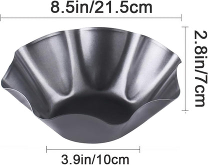 Skiennix Nonstick Taco Shell Bowl Set - 4 Large Carbon Steel Tortilla Makers for Frying & Serving