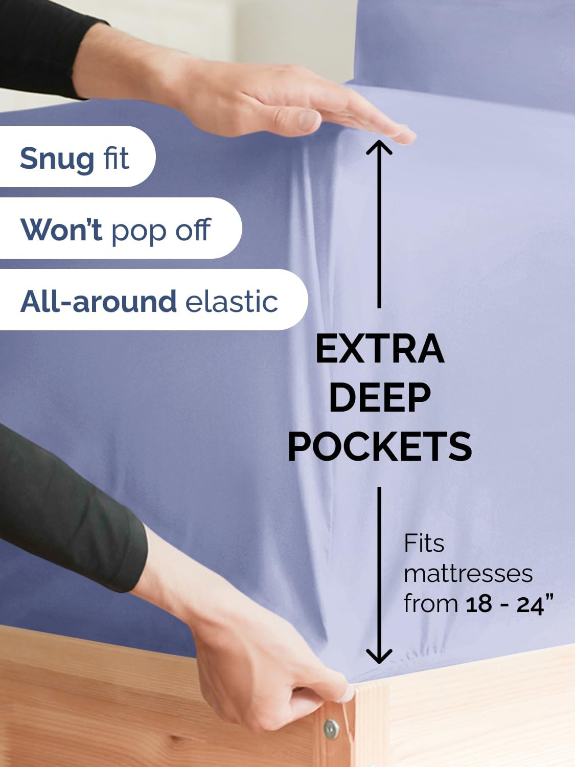 Skiennix Extra Deep Split King Sheet Set | 7-Piece Breathable Cooling Bedding - Soft, Wrinkle-Free Lavender
