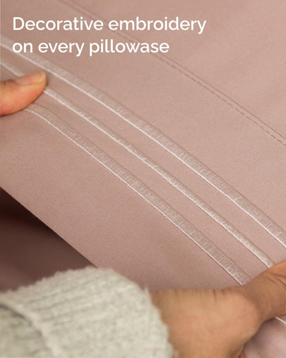 Skiennix Twin XL Sheet Set - Comfy Cooling Bed Sheets with Deep Pockets - Ultra-Soft & Wrinkle-Free - Mauve