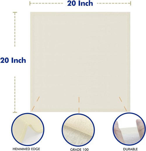 Grade 100 Cheesecloth by [Brand Name] - 8 PCS 20x20 Inch Unbleached Cotton Strainer for Cooking & Baking