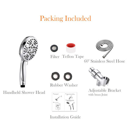 Shower Head with Handheld High Pressure-Full Body Coverage Powerful Rain Showerhead Extra 60" Long Hose and Adjustable Brass Joint Holder- The Perfect Detachable Heads for Bathroom Upgrade