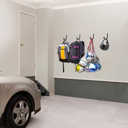 KURUI Large Metal Wall Hooks - 14-Piece Set for Organizing Tools, Coats & Bags | Black Indoor/Outdoor Storage
