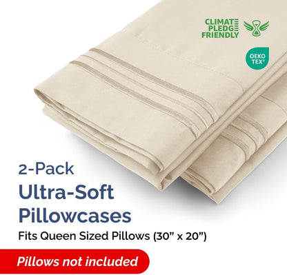 Queen Pillow Cases by [Brand Name] - Ultra Soft Hotel Quality Covers | Wrinkle-Free, Stain-Resistant - 2 Piece Set in Wheat