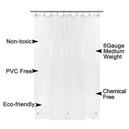 BAROSSA Design 54 inch Wide Stall Shower Curtain Liner with 3 Magnets - PEVA, Waterproof, PVC Free, Metal Grommets, Clear, 54x72