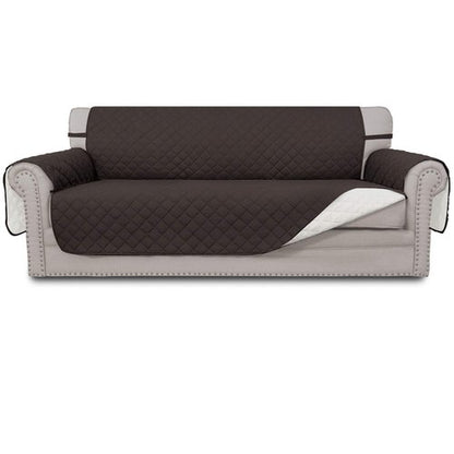 Easy-Going Reversible Oversized Couch Cover for 3 Cushion Couch Sofa Cover for Dogs Water Resistant Furniture Protector Cover with Foam Sticks for Pet (Oversized Sofa, Chocolate/Ivory)