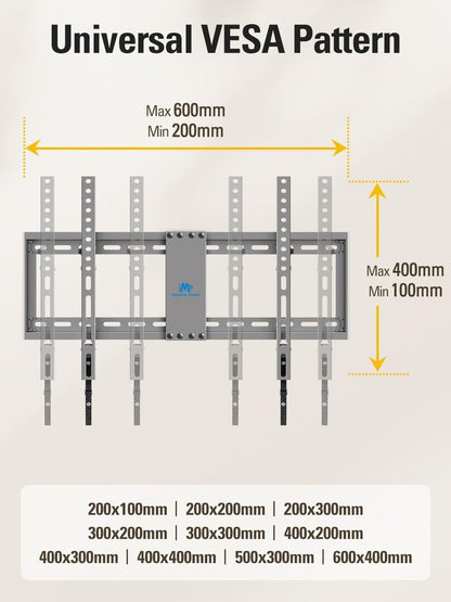Mounting Dream TV Wall Mount for Most 37-75 Inch Televisions, Universal Tilt TV Mount Fits 16", 18", 24" Studs, Max VESA 600x400mm, 132lbs, Low Profile Flat Wall Mount Bracket, MD2968-LK