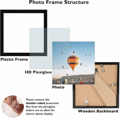 JCJMY 6x6 Picture Frame - Black Wall Mount & Tabletop Display | Shatter-Resistant Plexiglass