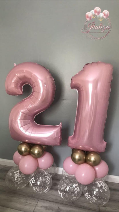 Skiennix 40-Inch Pink Number Balloons - Perfect for 2nd, 12th, 21st Birthday Parties & Celebrations